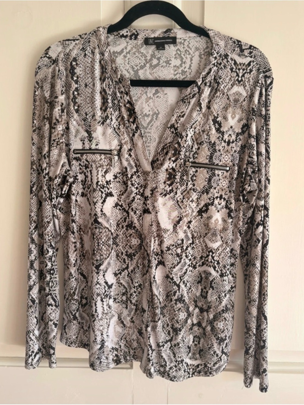 Long Sleeve Blouse / Snake Skin / INC / Size Medium